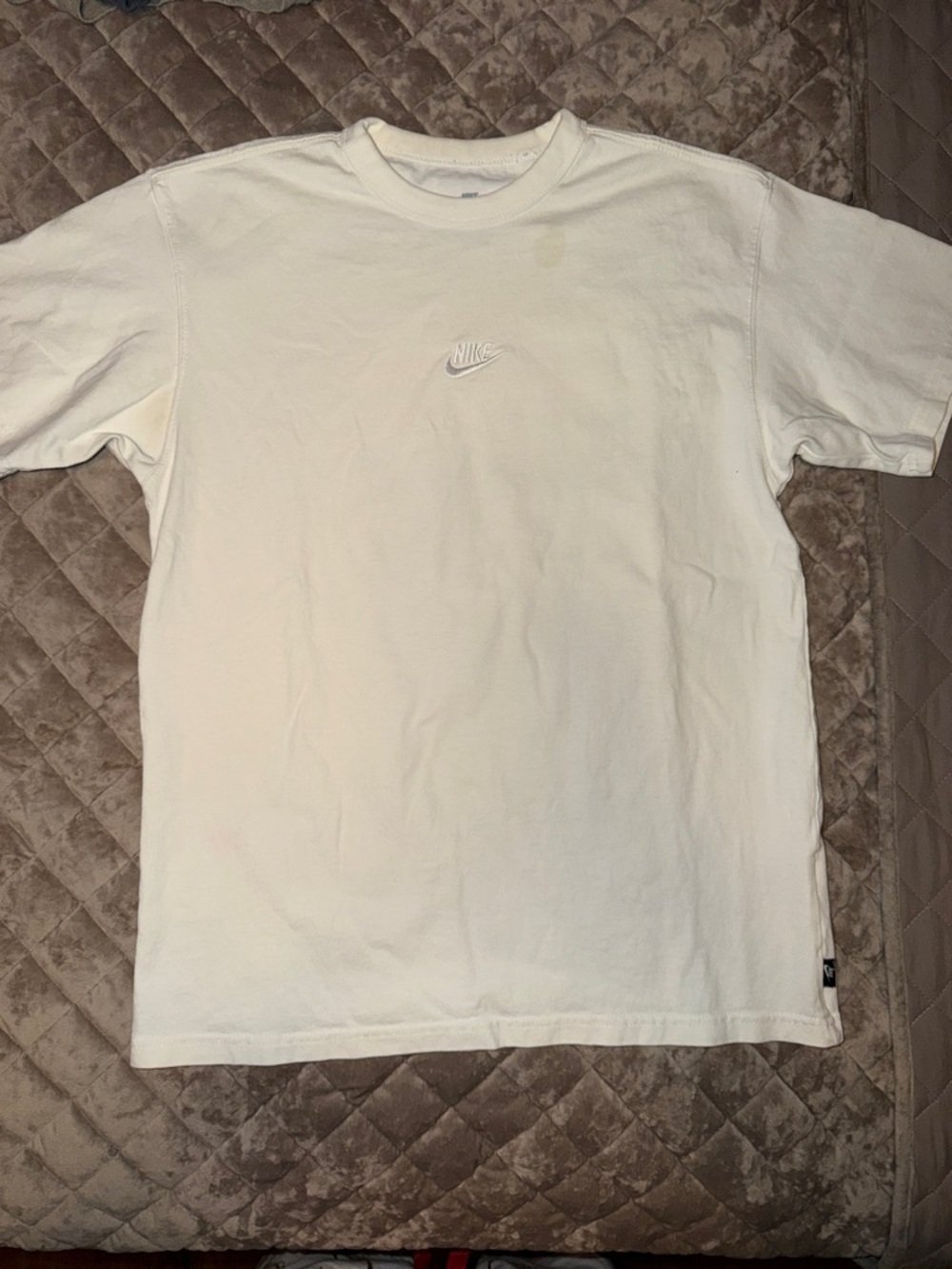 Nike White Short Sleeve Tee with Embroidered Logo